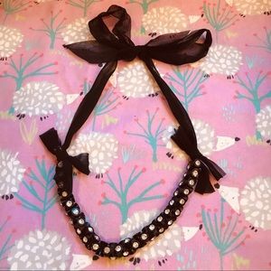 Anthropologie Black/Rhinestone Statement Necklace